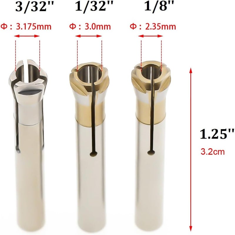 Adegbojo 3pcs Collet Sleeve for Handle Chuck 3 Size 3/32‘’ 1/32‘’ 1/8‘’ (1/8'') - Image 2